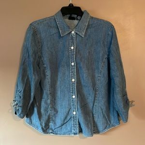 Jean 3/4 sleeve button up shirt